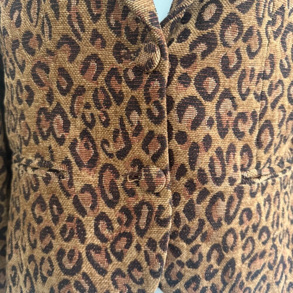 Vintage Pantology Leopard Print Blazer | Brown & Black | Size 10P - Picture 7 of 11